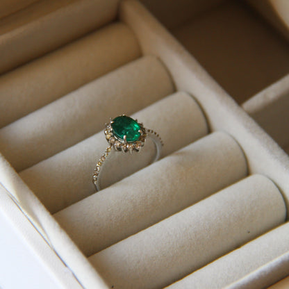 Petite Bloom Natural Emerald Ring