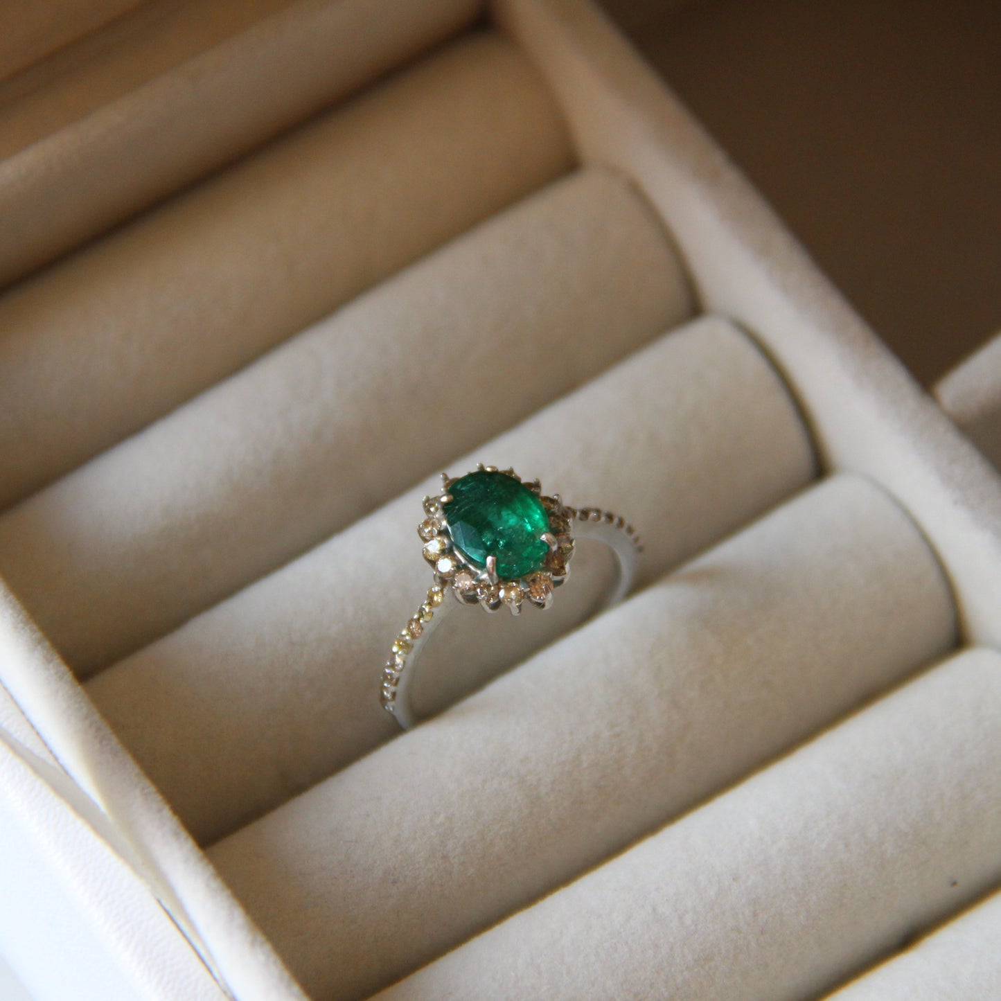 Petite Bloom Natural Emerald Ring