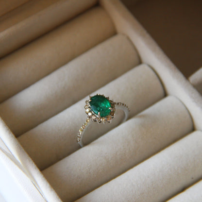 Petite Bloom Natural Emerald Ring