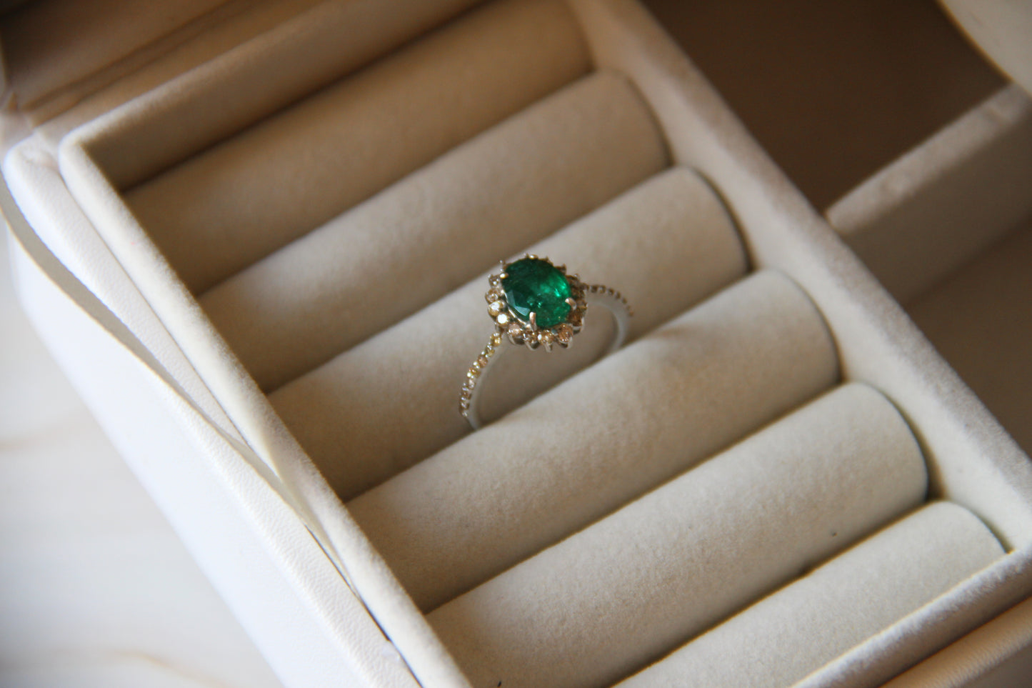 Petite Bloom Natural Emerald Ring