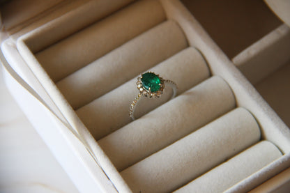Petite Bloom Natural Emerald Ring