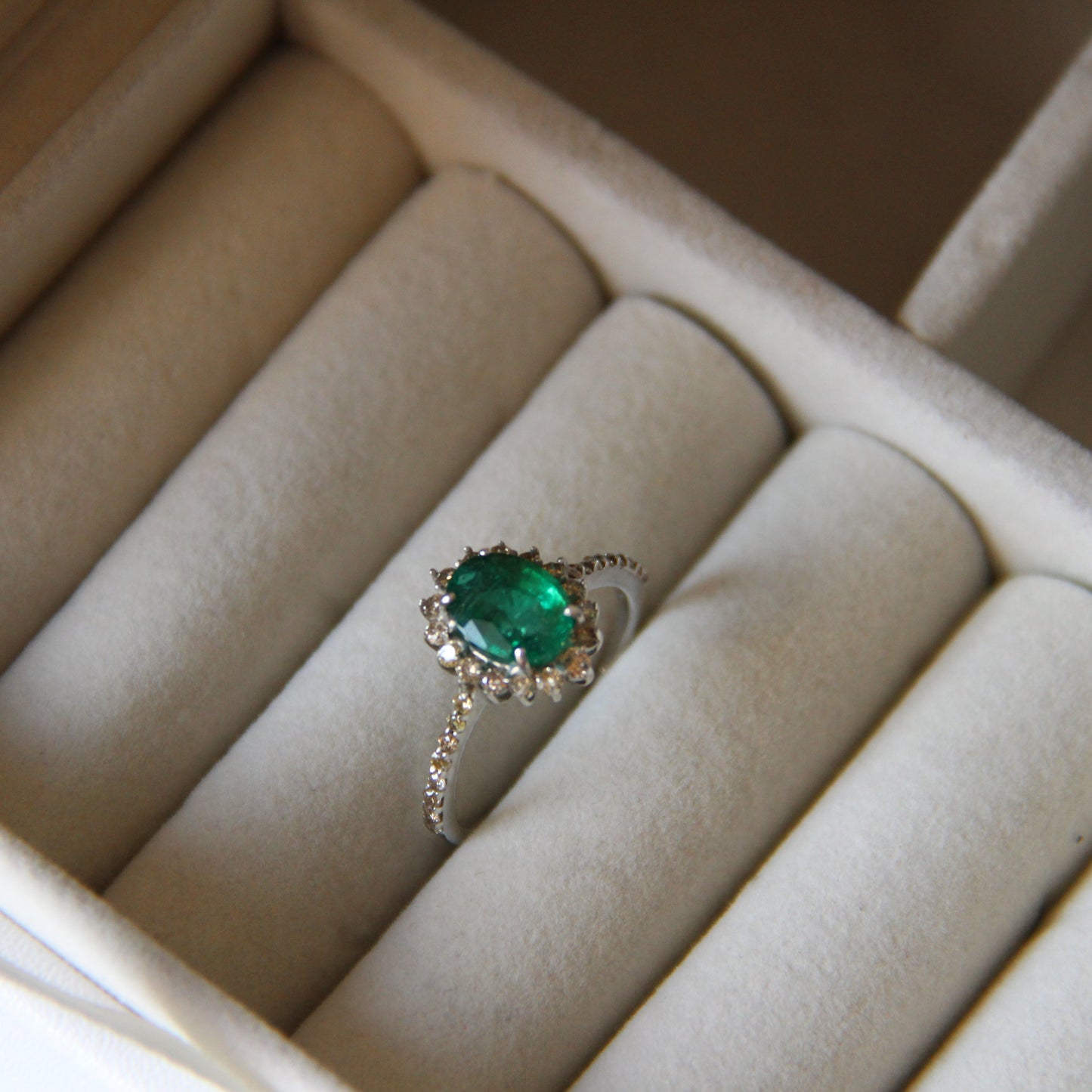 Petite Bloom Natural Emerald Ring