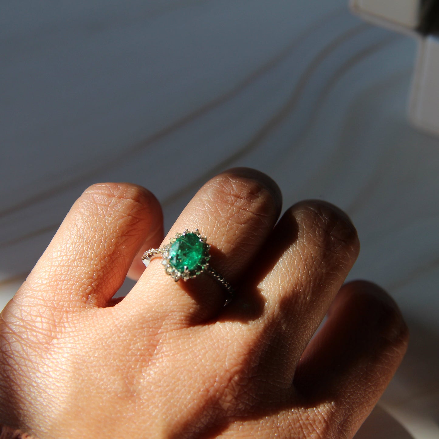 Petite Bloom Natural Emerald Ring
