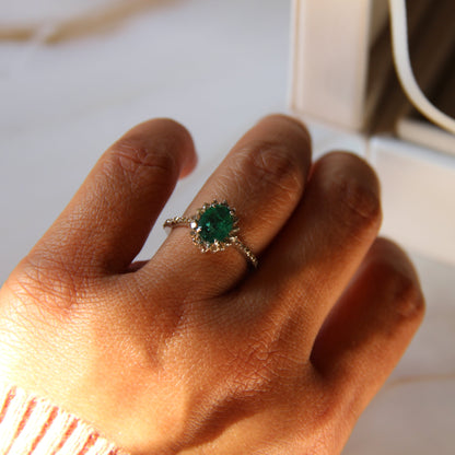 Petite Bloom Natural Emerald Ring
