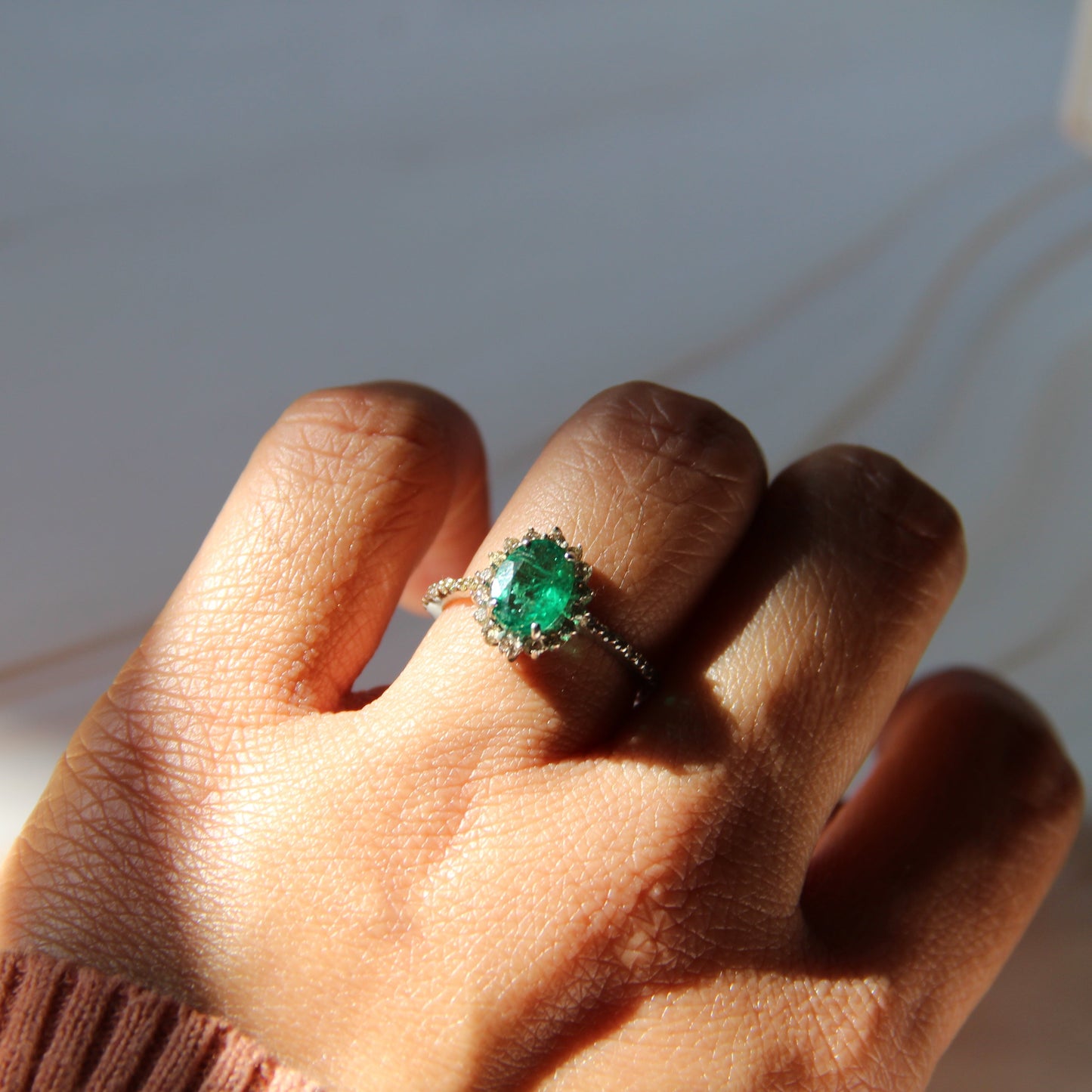 Petite Bloom Natural Emerald Ring