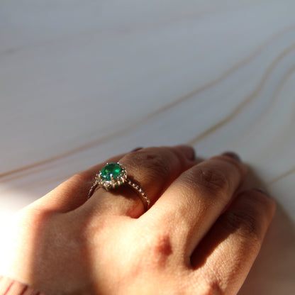 Petite Bloom Natural Emerald Ring