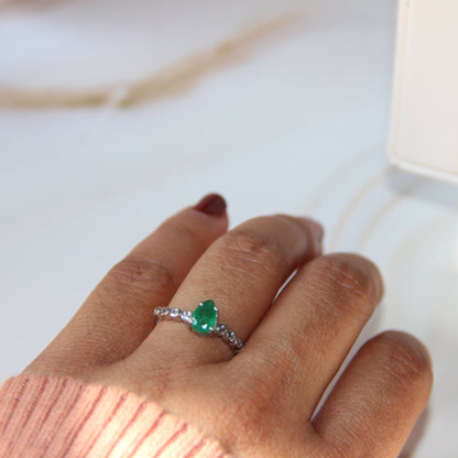 Dewdrop Muse Emerald Ring