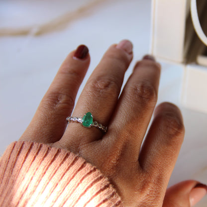 Dewdrop Muse Emerald Ring