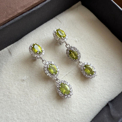 Trinity Glow Natural Peridot Earrings