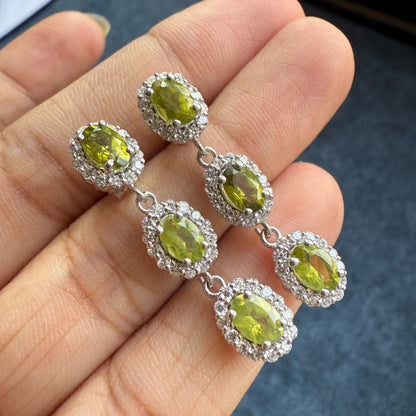 Trinity Glow Natural Peridot Earrings