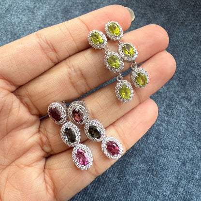 Trinity Glow Natural Peridot Earrings
