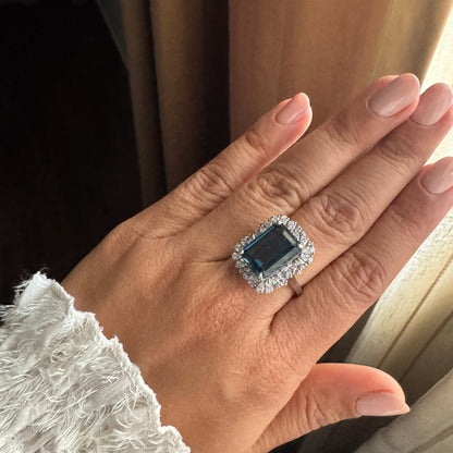 Halo Majesty London Blue Topaz Ring