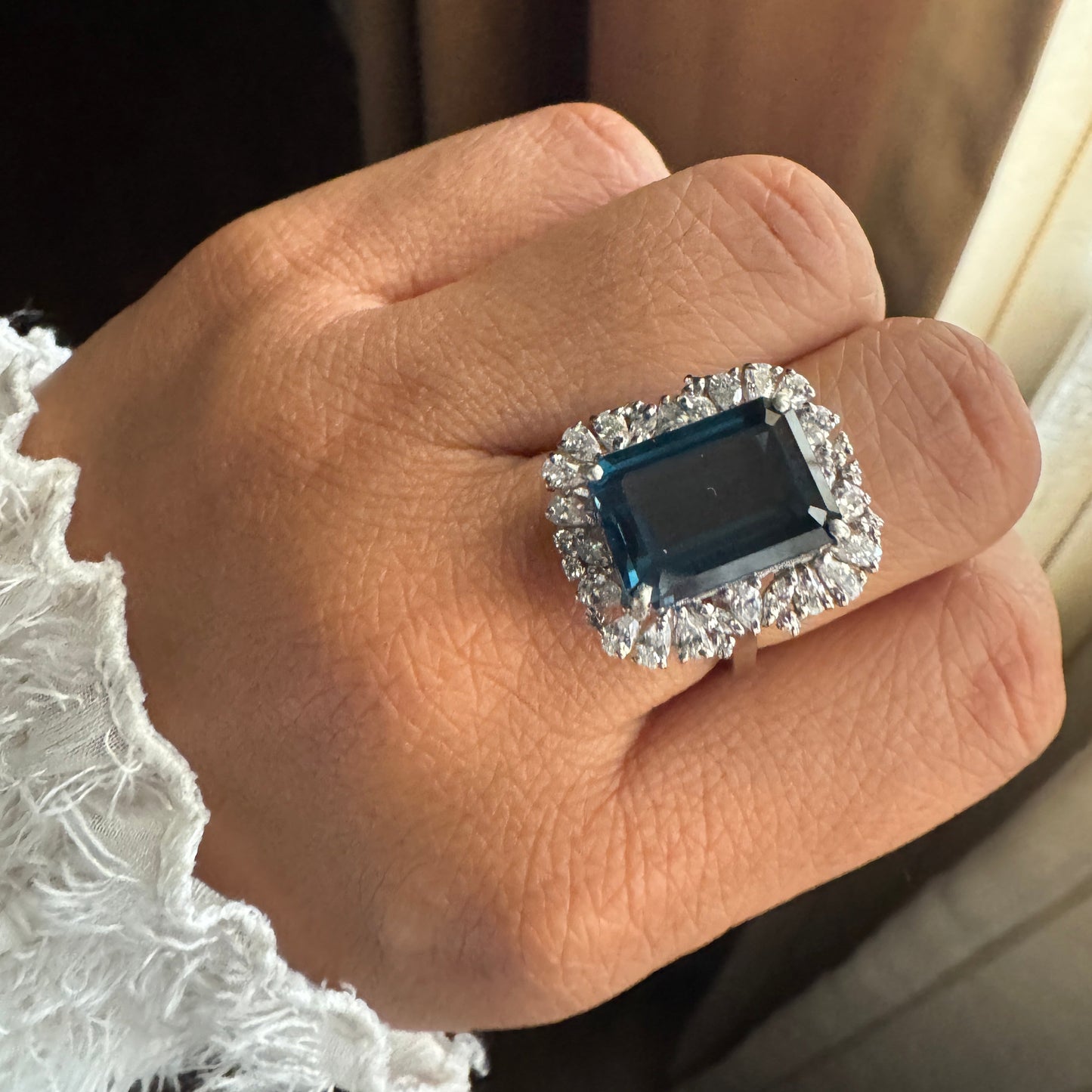 Halo Majesty London Blue Topaz Ring