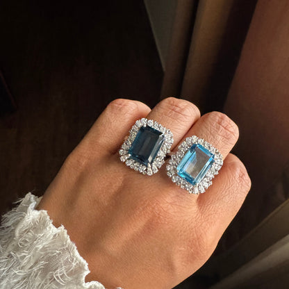 Halo Majesty London Blue Topaz Ring