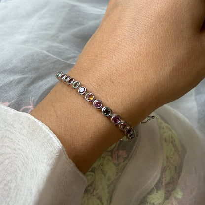 Color Blush Natural Gemstone Tennis Bracelet