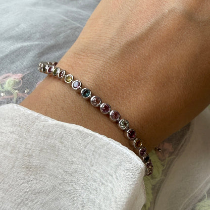 Color Blush Natural Gemstone Tennis Bracelet