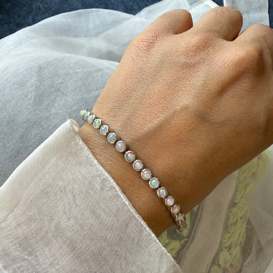 Opal blush natural gemstone tennis bracelet