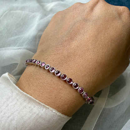 Berry blush pink tourmaline tennis bracelet