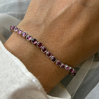 Berry blush pink tourmaline tennis bracelet