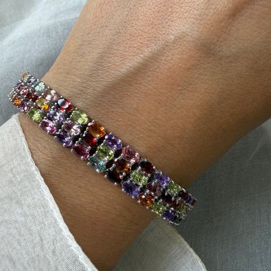 Prismatic Multi Gemstone Tennis Bracelet