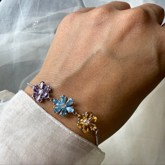 Trio Bloom Multi Gemstone Bracelet