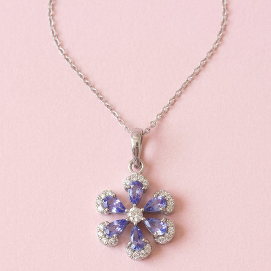 'Sol' Natural Tanzanite Pendant With Chain
