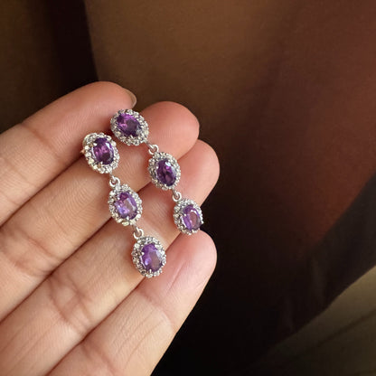 Trinity Glow Natural Amethyst Earrings