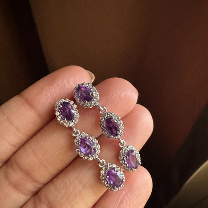 Trinity Glow Natural Amethyst Earrings
