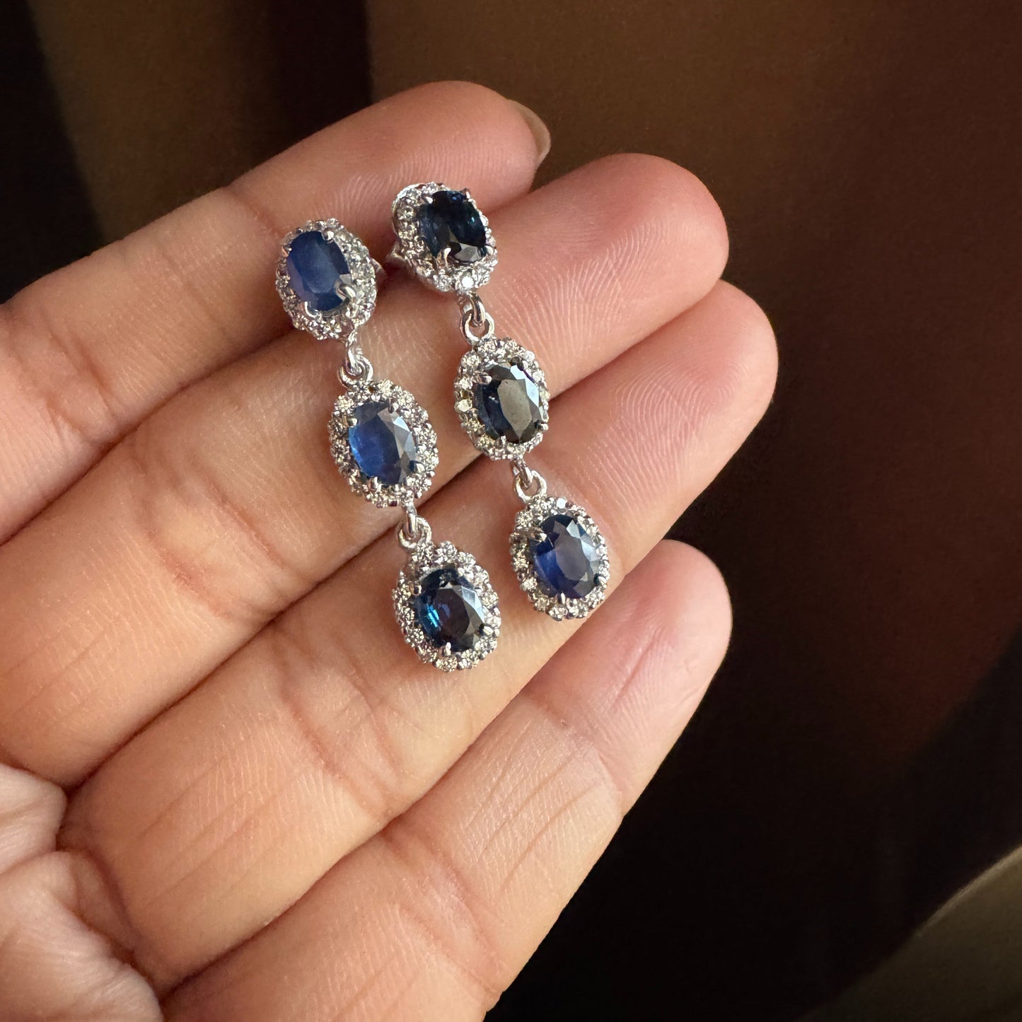 Trinity Glow Natural Sapphire Earrings