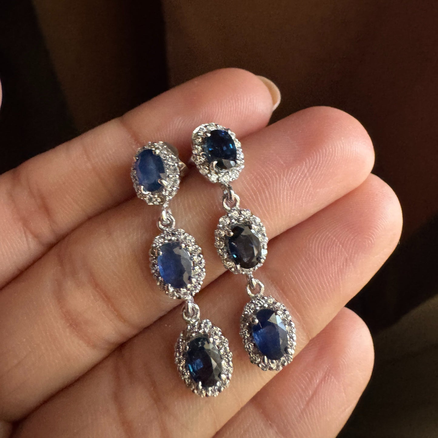 Trinity Glow Natural Sapphire Earrings