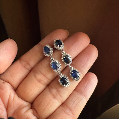 Trinity Glow Natural Sapphire Earrings