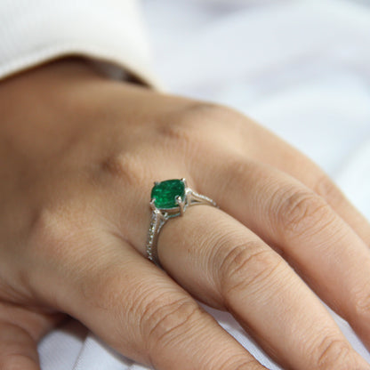 Cushion Mist Natural Emerald Ring