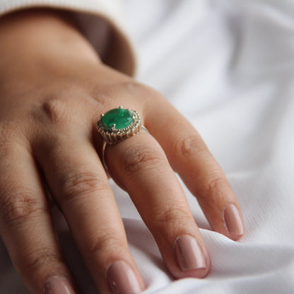Oval Natural Emerald Statement Ring