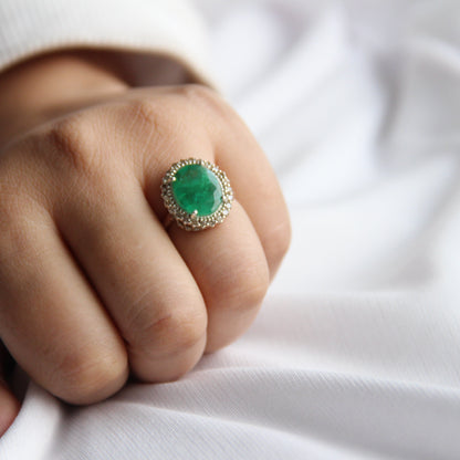 Oval Natural Emerald Statement Ring