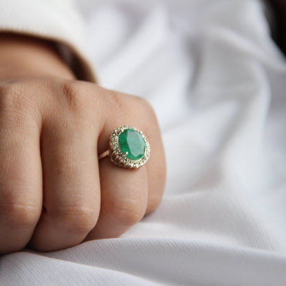 Oval Natural Emerald Statement Ring