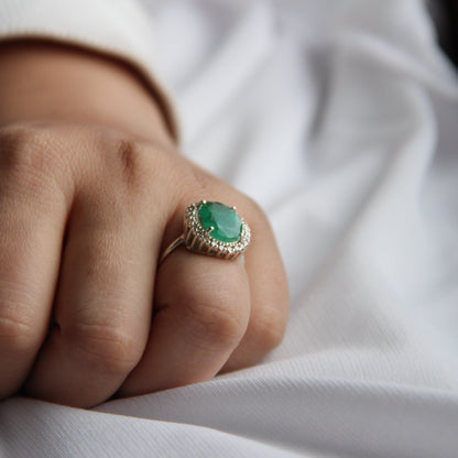Oval Natural Emerald Statement Ring