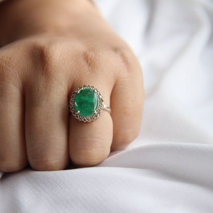 Oval Natural Emerald Statement Ring