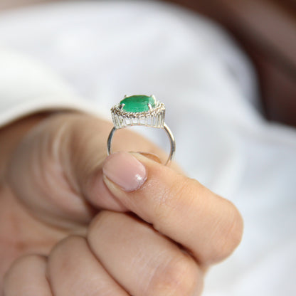 Oval Natural Emerald Statement Ring