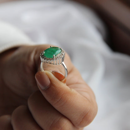 Oval Natural Emerald Statement Ring