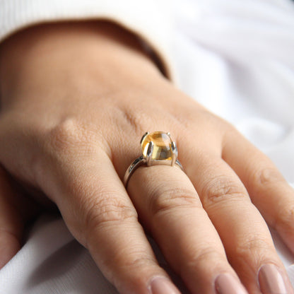 Sugarloaf Citrine Gemstone Ring