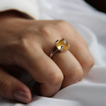 Sugarloaf Citrine Gemstone Ring