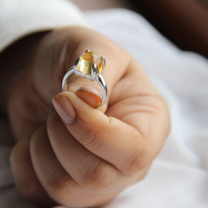 Sugarloaf Citrine Gemstone Ring