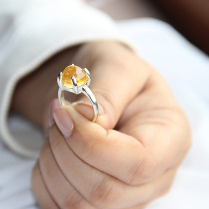 Sugarloaf Citrine Gemstone Ring