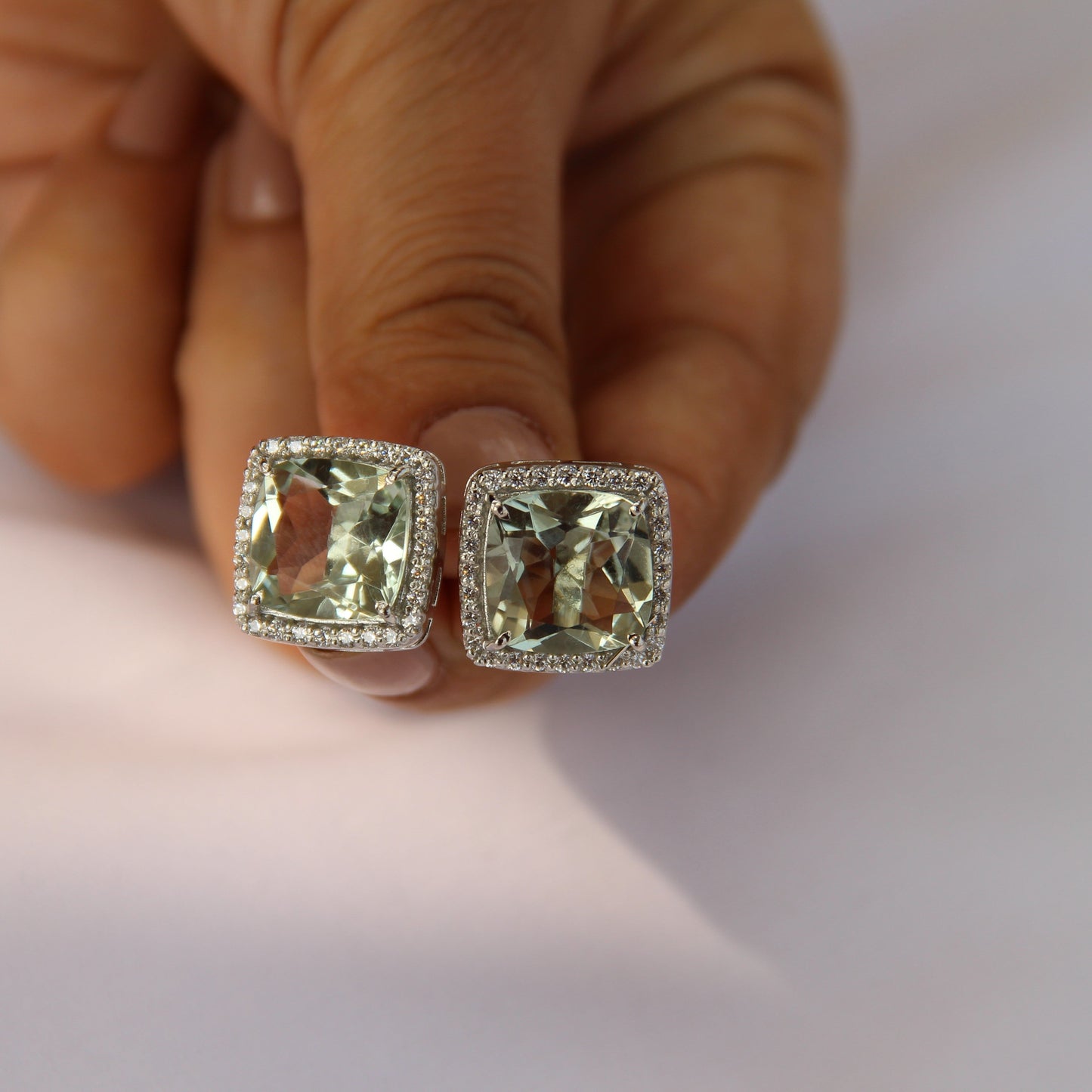 Fierce Glow Green Amethyst Studs