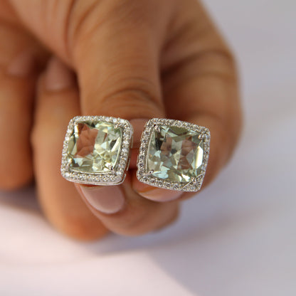 Fierce Glow Green Amethyst Studs
