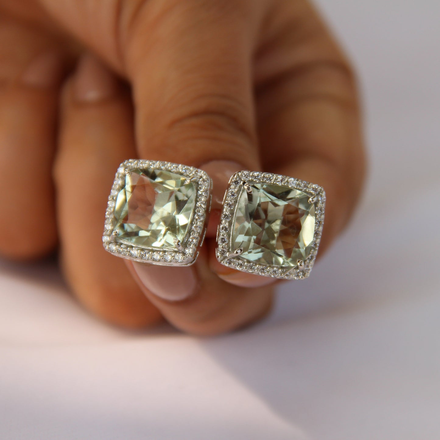 Fierce Glow Green Amethyst Studs