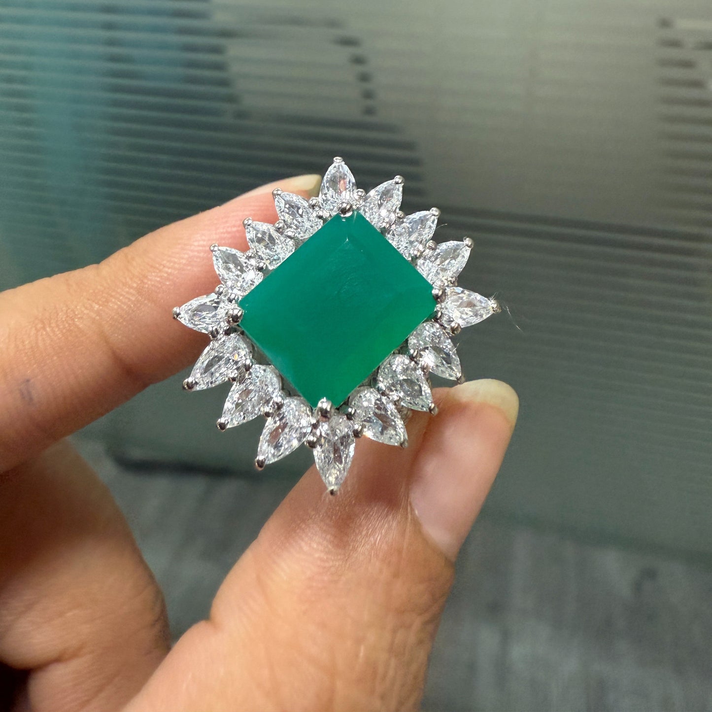 Lush Petal Green Onyx Statement Ring