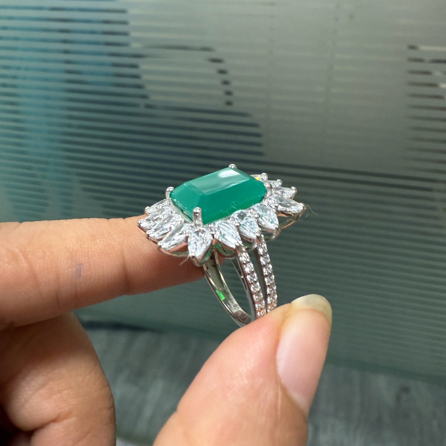 Lush Petal Green Onyx Statement Ring