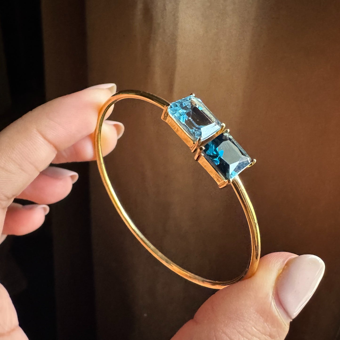 Sky Blue Topaz and London Blue Topaz Bracelet Cuff