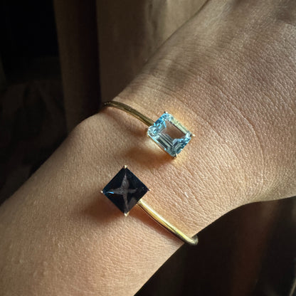 Sky Blue Topaz and London Blue Topaz Bracelet Cuff
